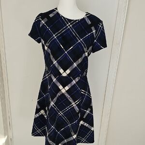 Vince Camuto Dress in Navy and White Plaid